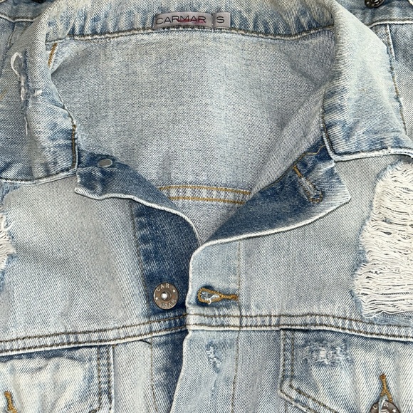 Carmar Denim Jacket w/Flames on Sleeves,”Pink Floyd The Wall”, P2P:23.5”, L:25” - Picture 6 of 14